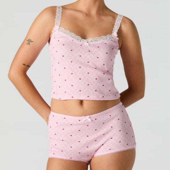 Urban Planet Printed Pointelle Knit PJ Set - Picture 1 of 6